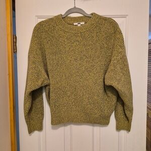 UNIQLO Women's Marled Yellow Crew Neck Long Sleeve Knit Sweater Size M